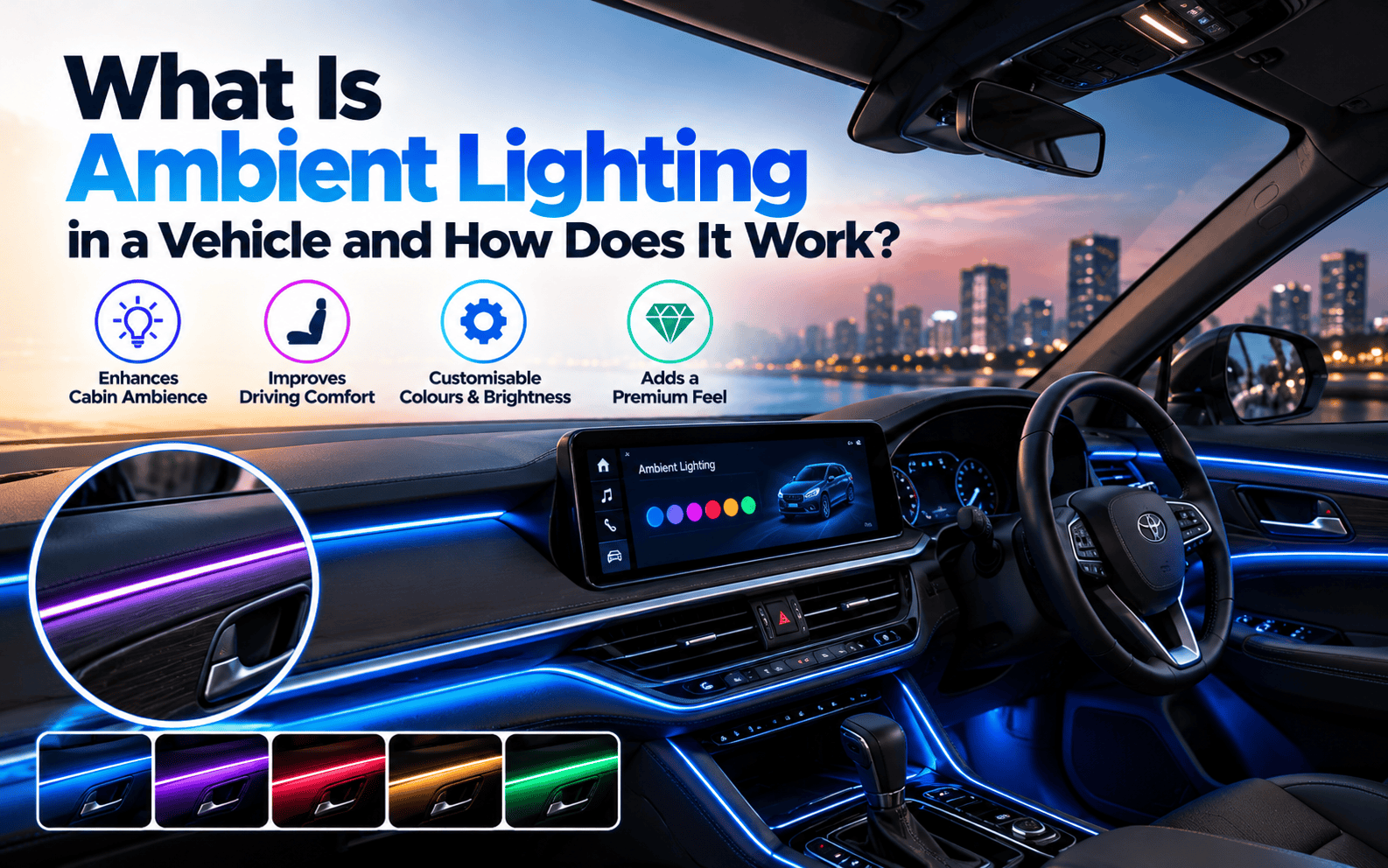 මොකද්ද මේ වාහන වල තියන Ambient Lighting කියන්නෙ. feature image